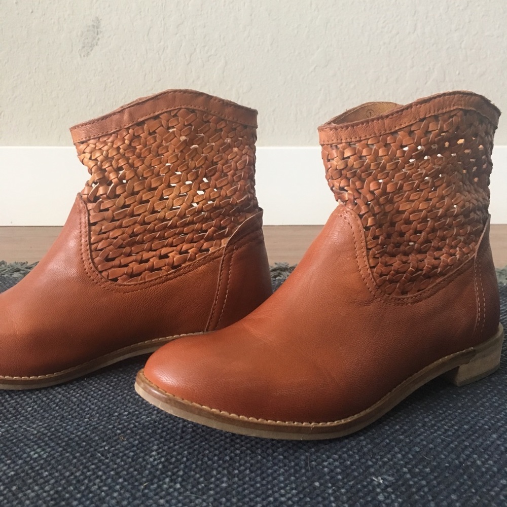 Seychelles Weekender Woven Leather Ankle Bootie